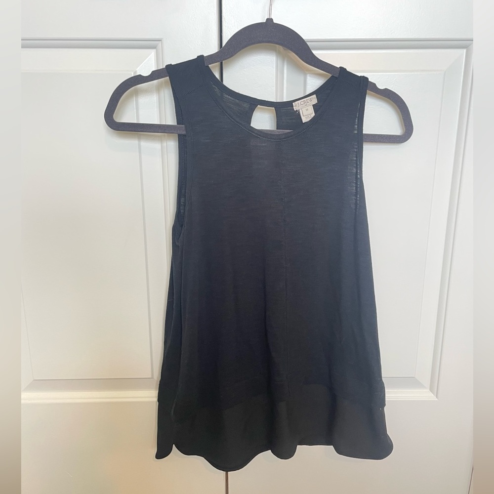 J Crew Women’s Black Tank Top with Trim and Thick Straps - Size XS -